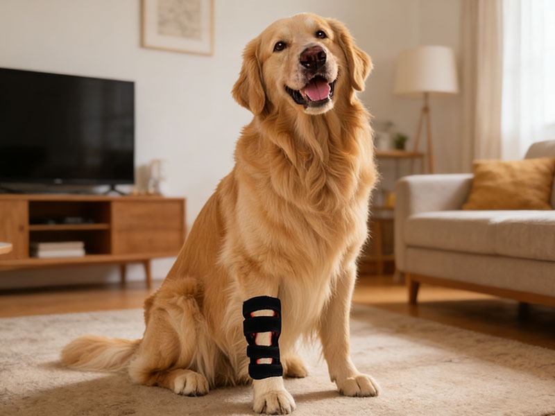 Certification Compliance Document Red Light Therapy Device Pet Leg 604 lifestyle image for HREXBODY red light therapy shopping, desktop crop.