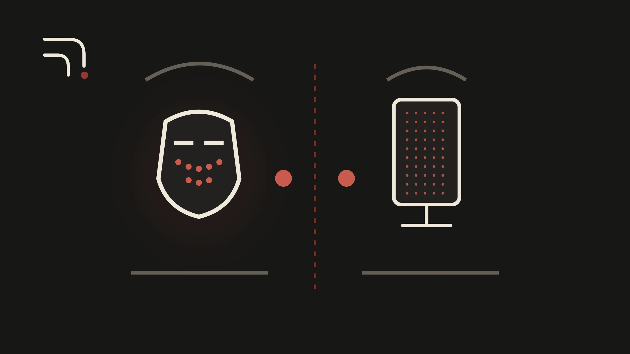 Side-by-side illustration of a facial mask format and a positioned panel setup