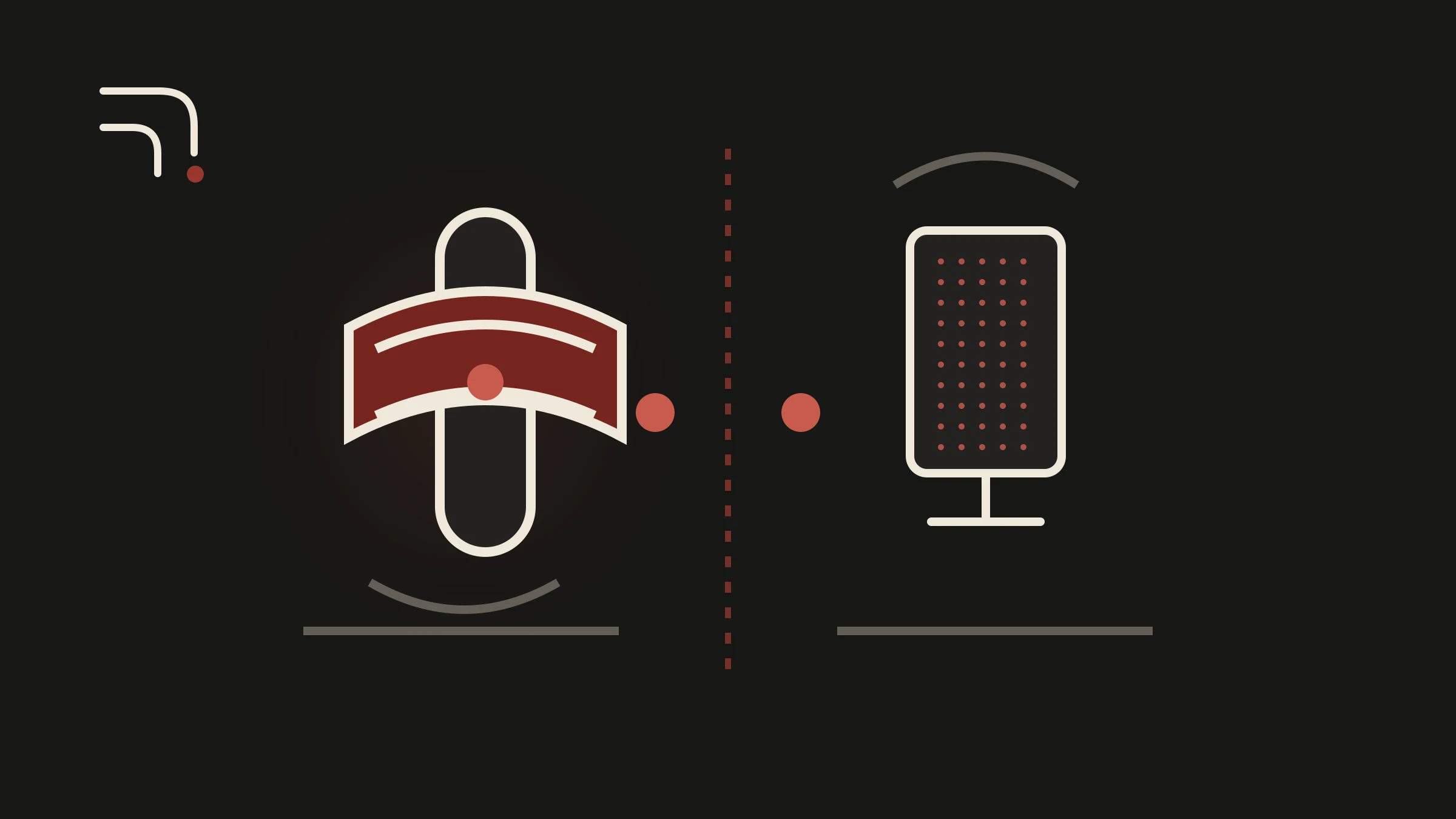 Side-by-side illustration of a targeted wearable format and a freestanding panel setup