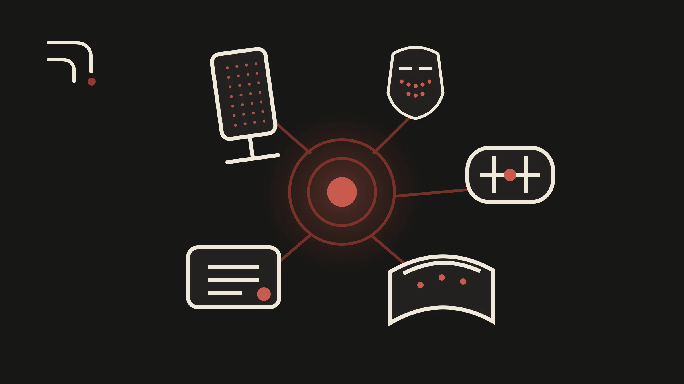 Diagram of common at-home red light device formats arranged around a shared category symbol